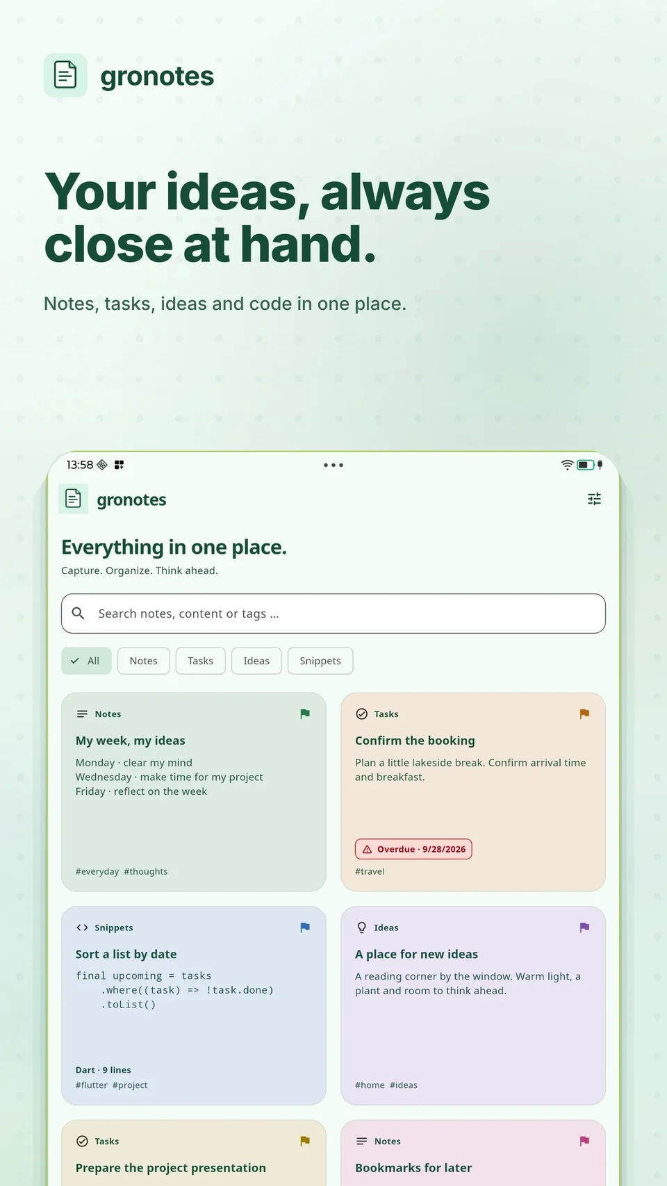 gronotes: Your ideas, always close at hand.