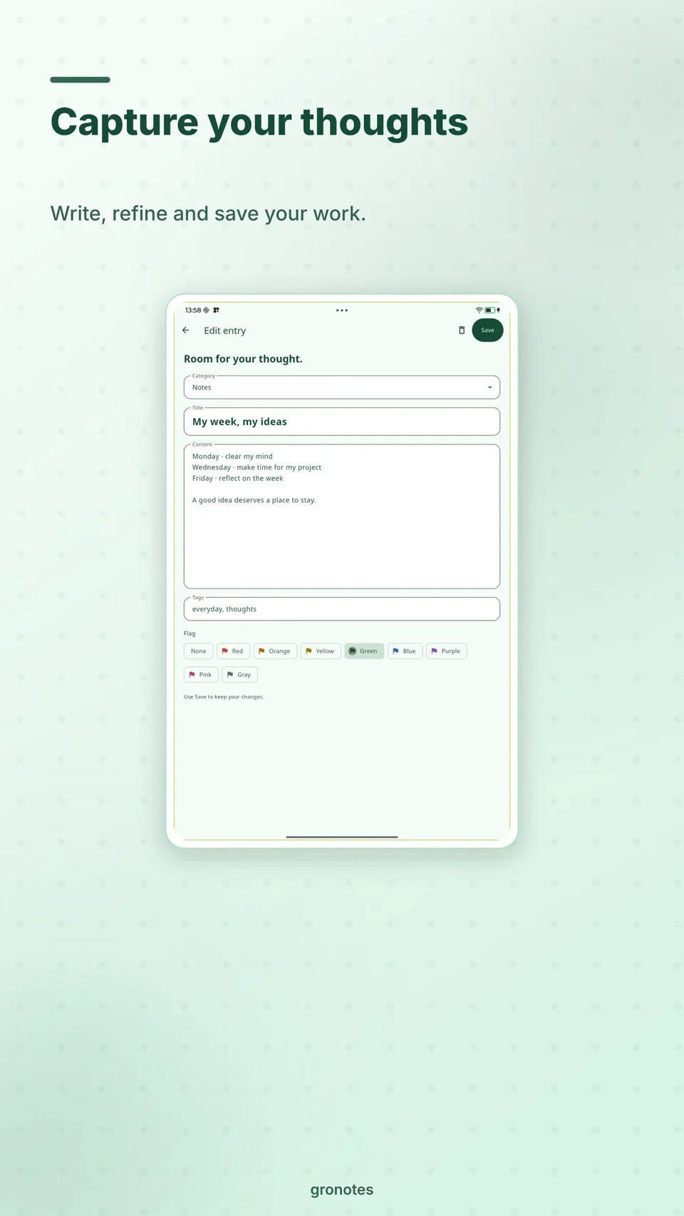 gronotes: Capture your thoughts