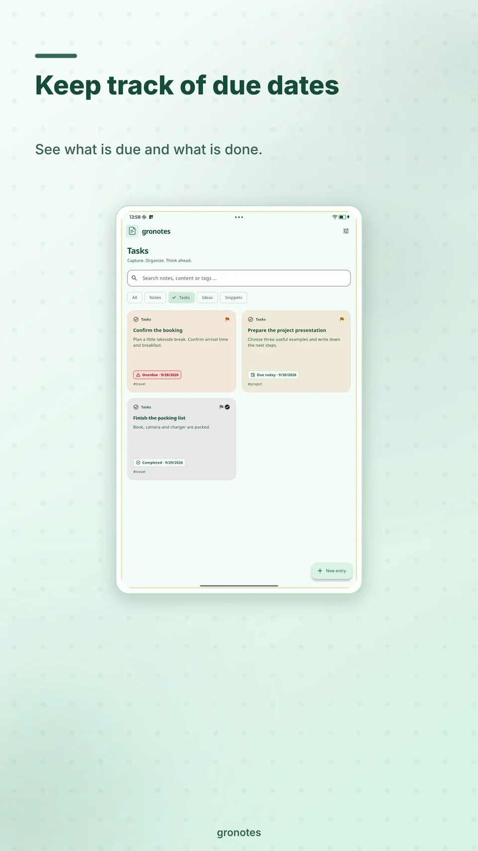 gronotes: Keep track of due dates