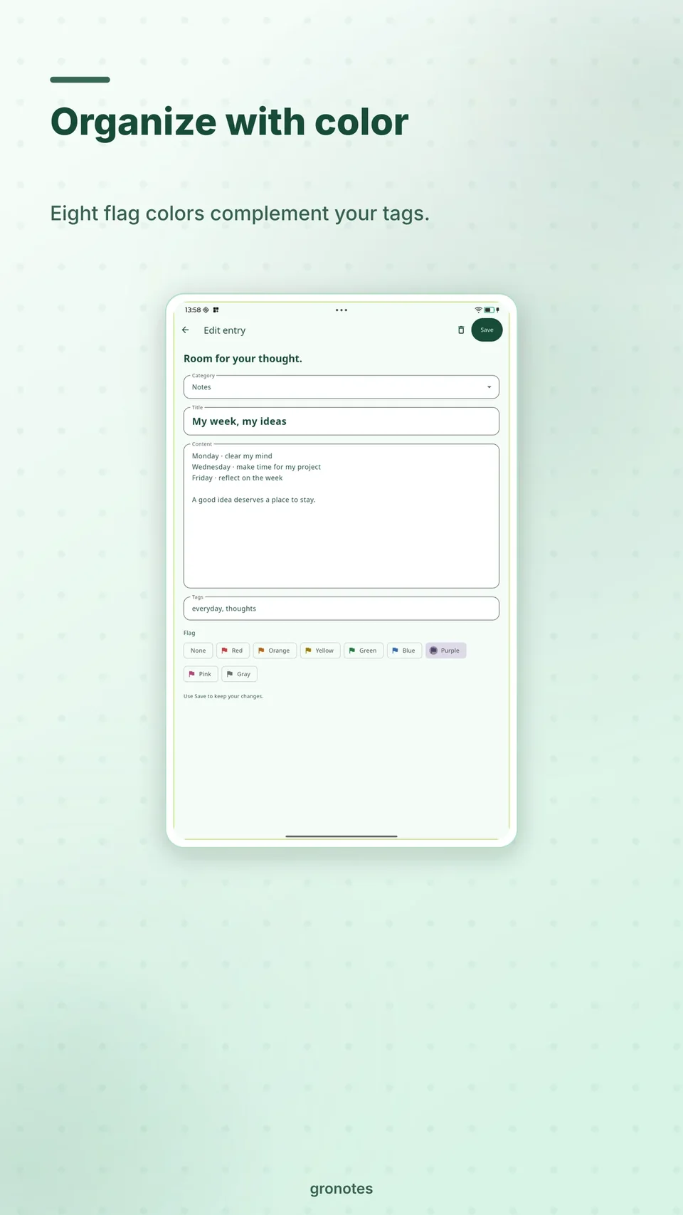 gronotes: Organize with color
