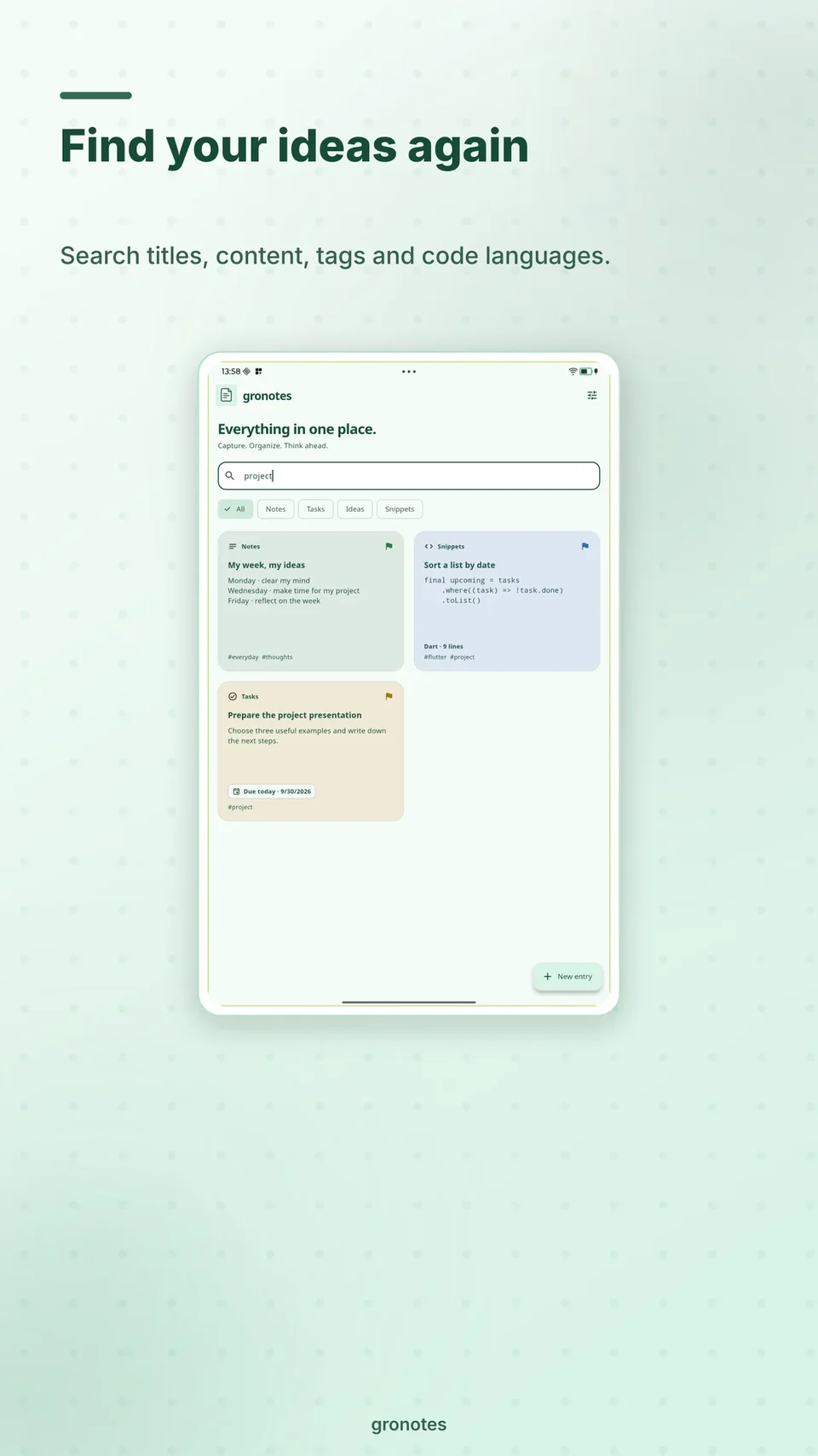 gronotes: Find your ideas again