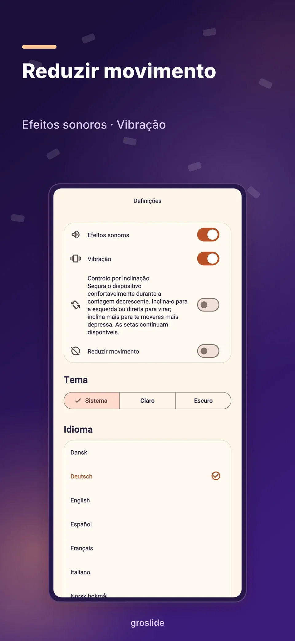 groslide: Joga na tua língua.