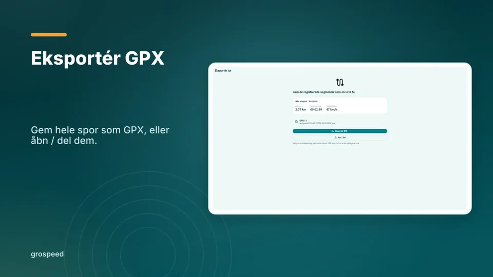grospeed: Eksportér GPX