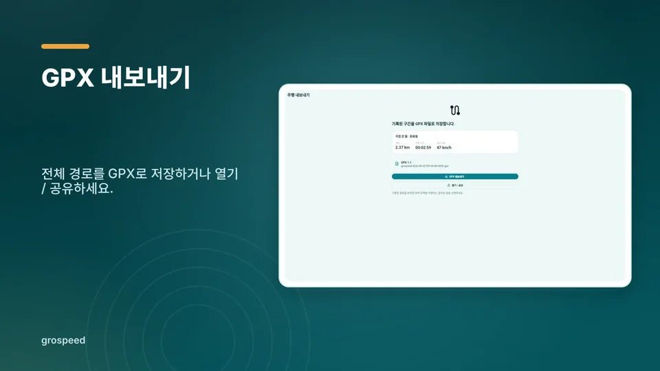 grospeed: GPX 내보내기