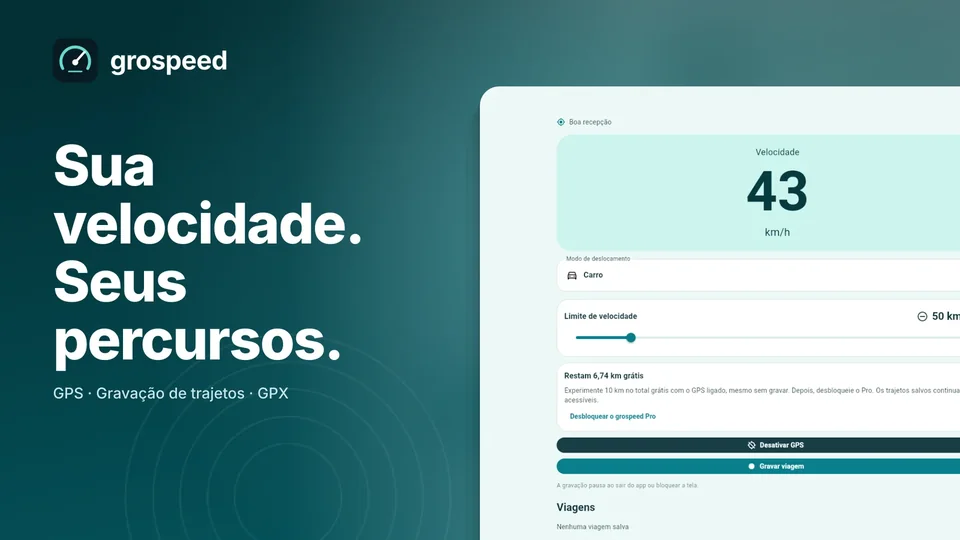 grospeed: Sua velocidade. Seus percursos.