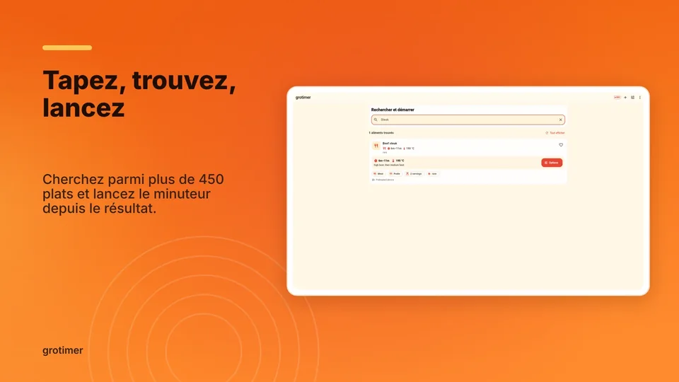grotimer: Tapez, trouvez, lancez