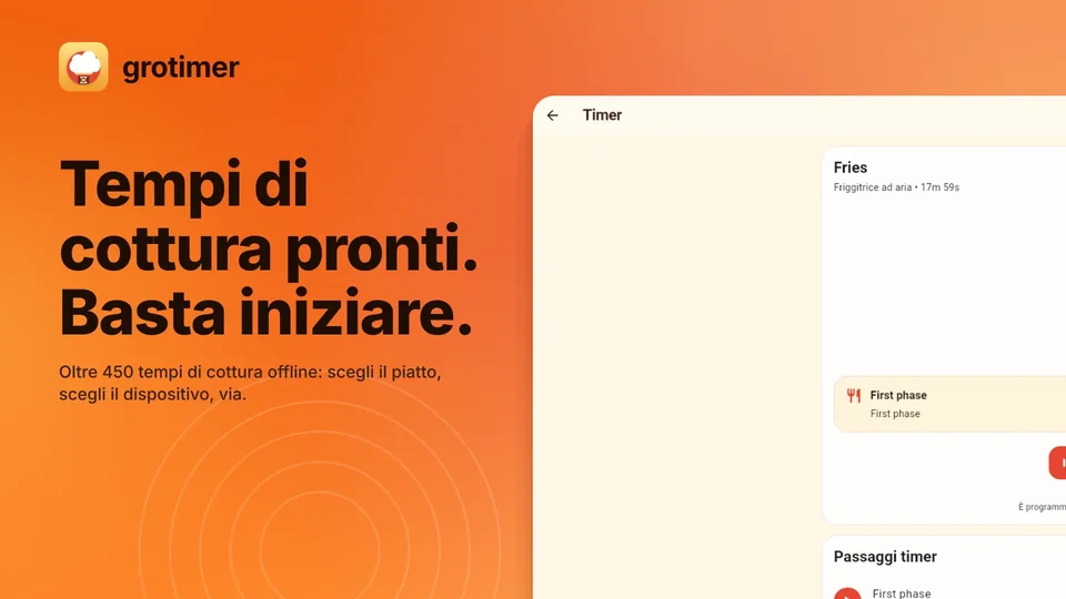 grotimer: Tempi di cottura pronti. Basta iniziare.