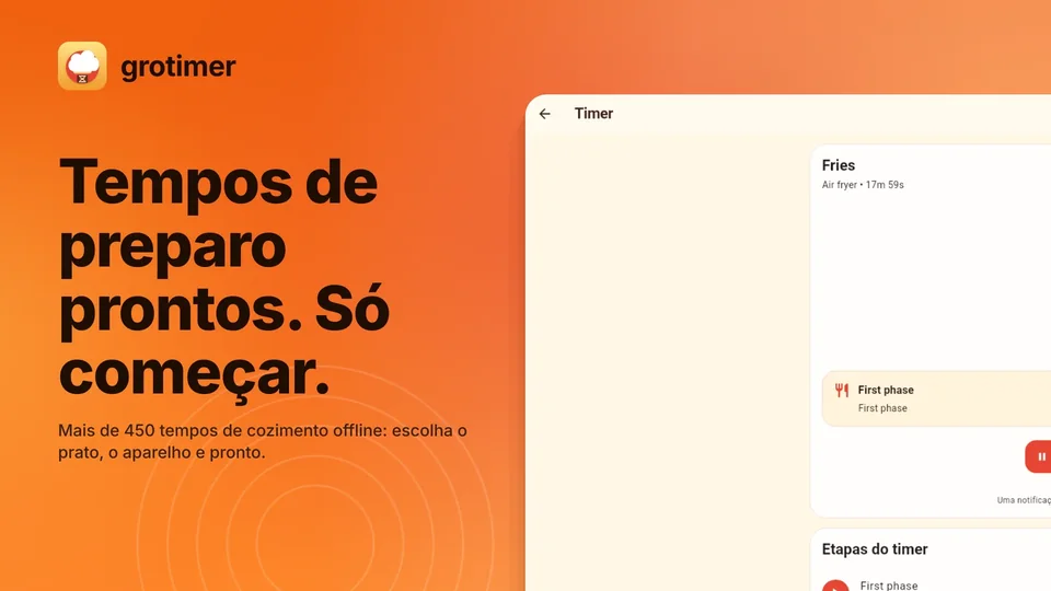 grotimer: Tempos de preparo prontos. Só começar.