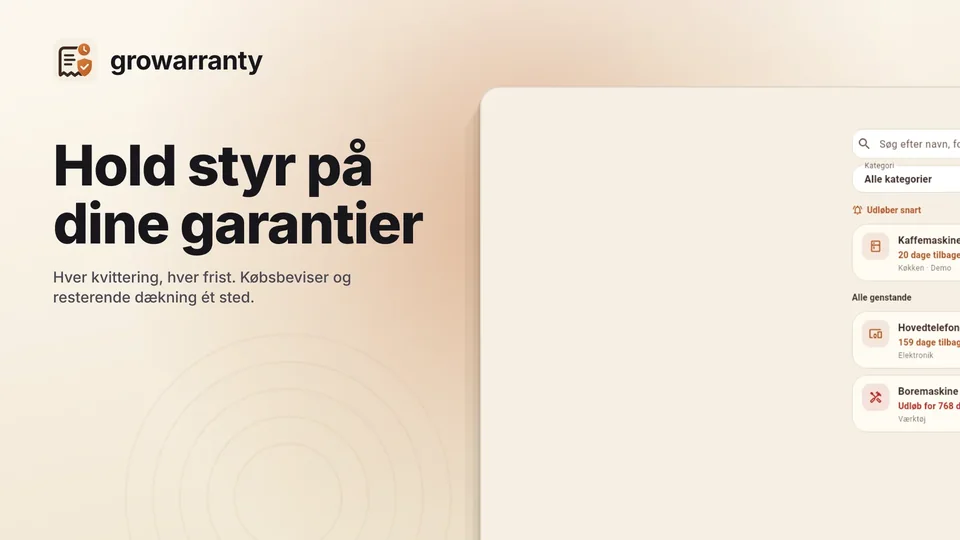 growarranty: Hold styr på dine garantier