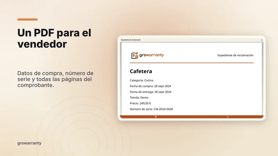 growarranty: Un PDF para el vendedor