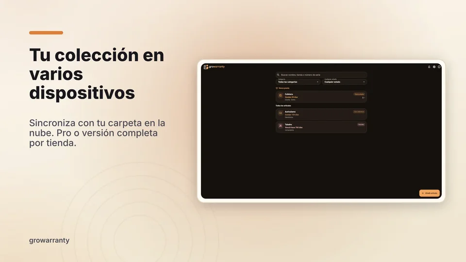 growarranty: Tu colección en varios dispositivos