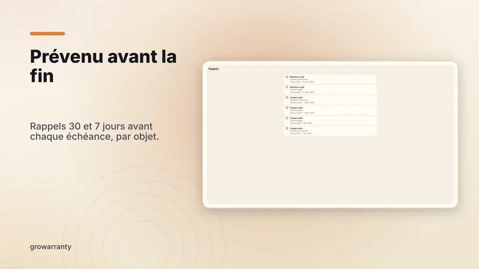 growarranty: Prévenu avant la fin