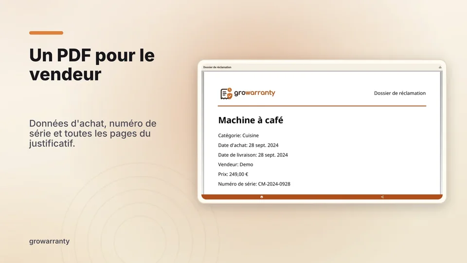 growarranty: Un PDF pour le vendeur