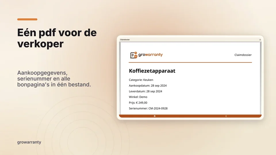 growarranty: Eén pdf voor de verkoper