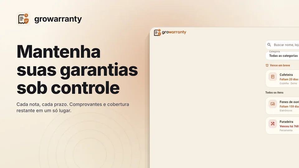 growarranty: Mantenha suas garantias sob controle