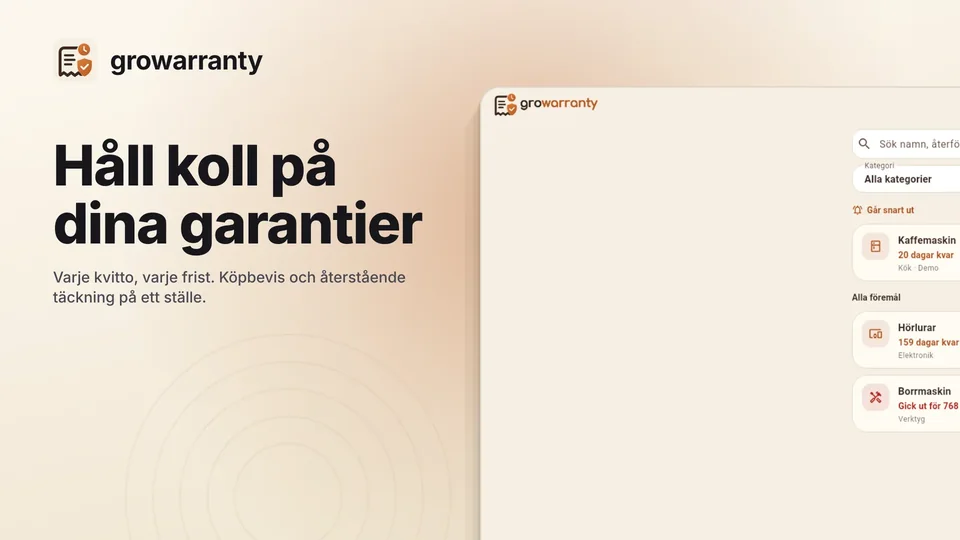growarranty: Håll koll på dina garantier
