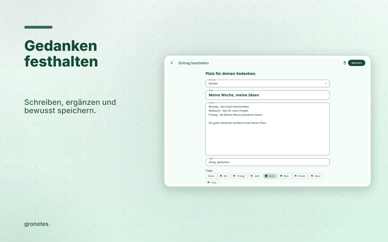 macOS · gronotes: Gedanken festhalten