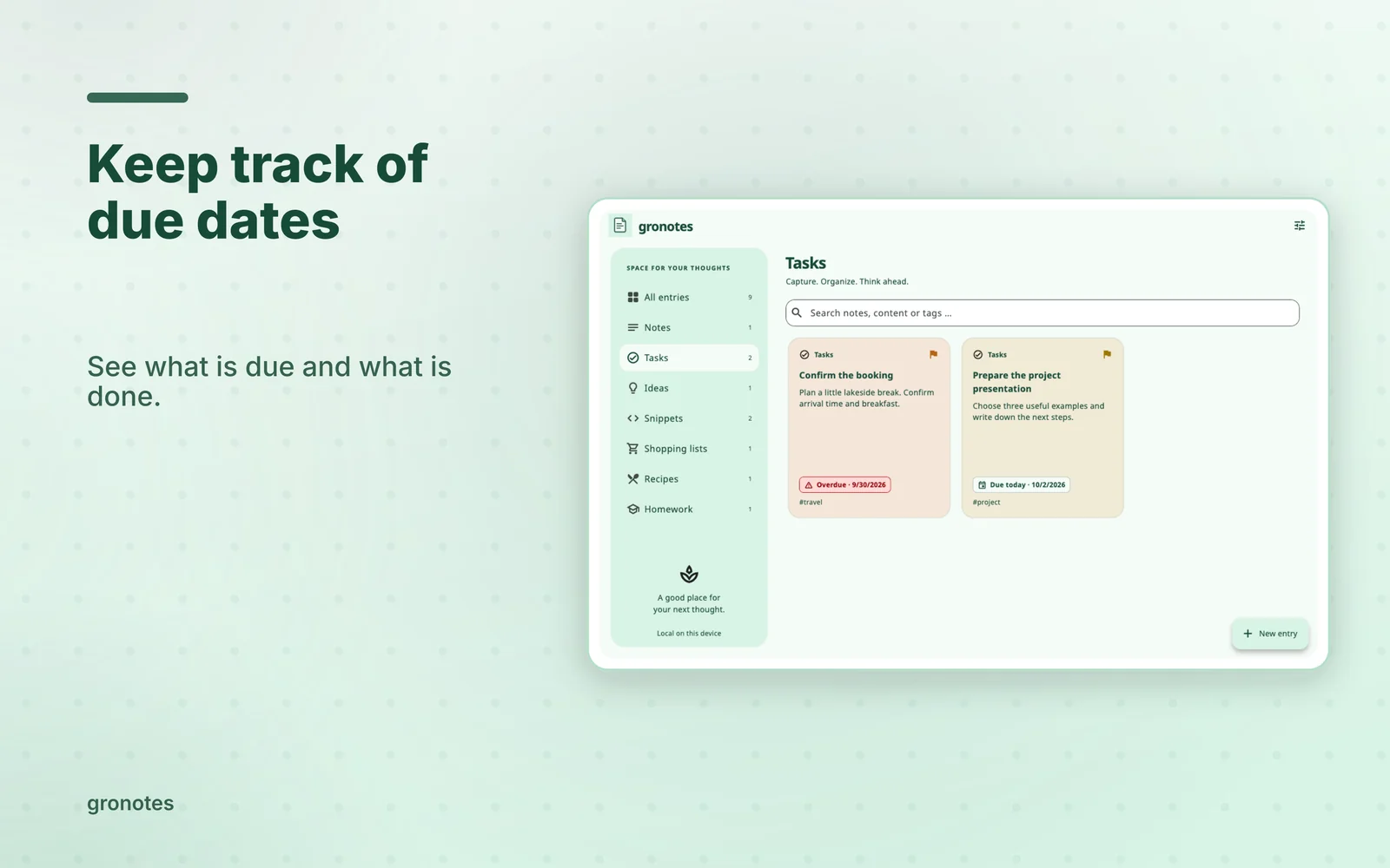 macOS · gronotes: Keep track of due dates