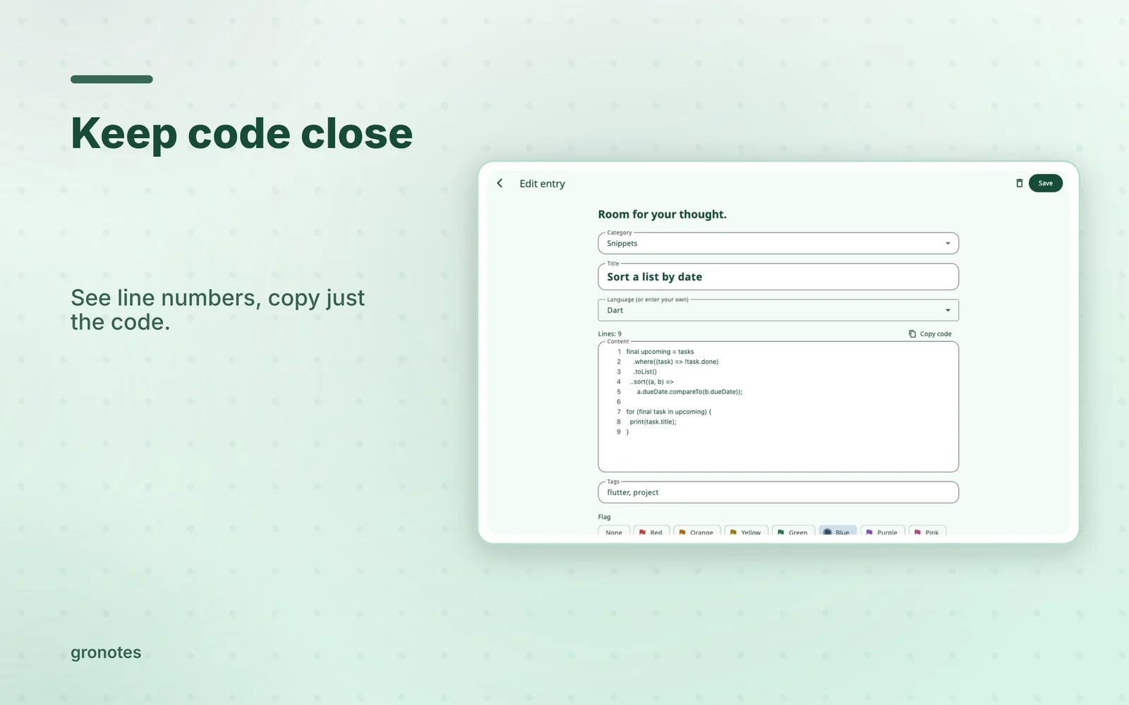 macOS · gronotes: Keep code close