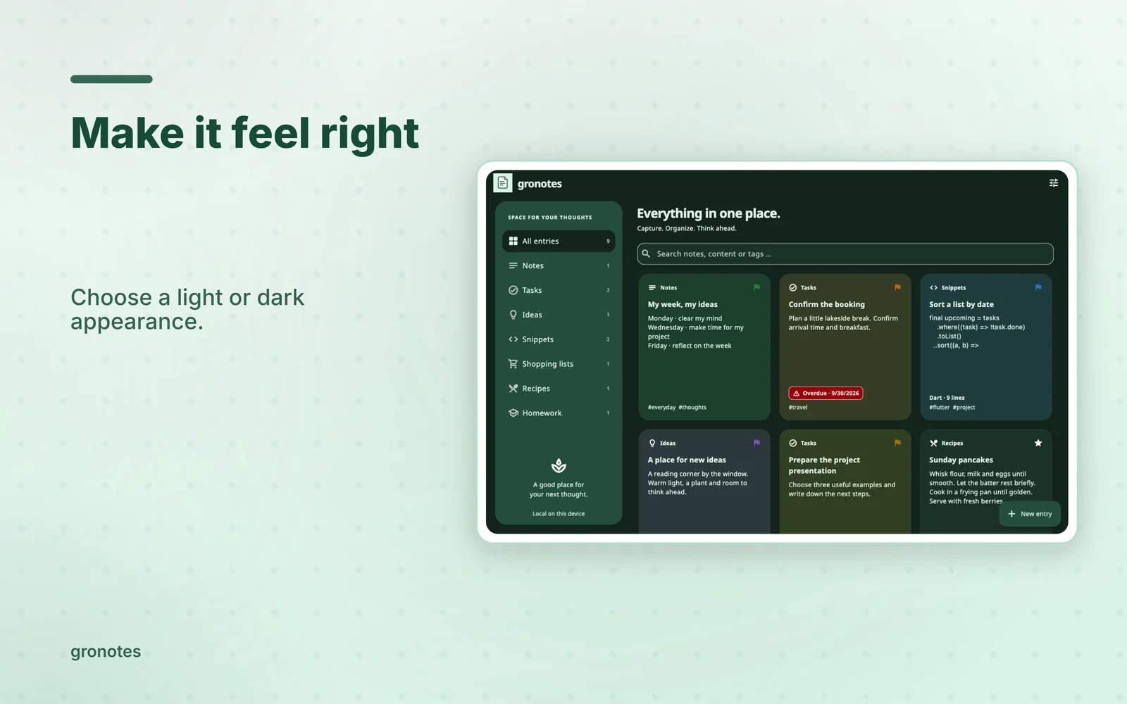 macOS · gronotes: Make it feel right