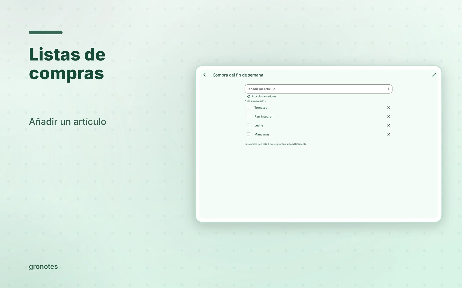 macOS · gronotes: Listas de compras
