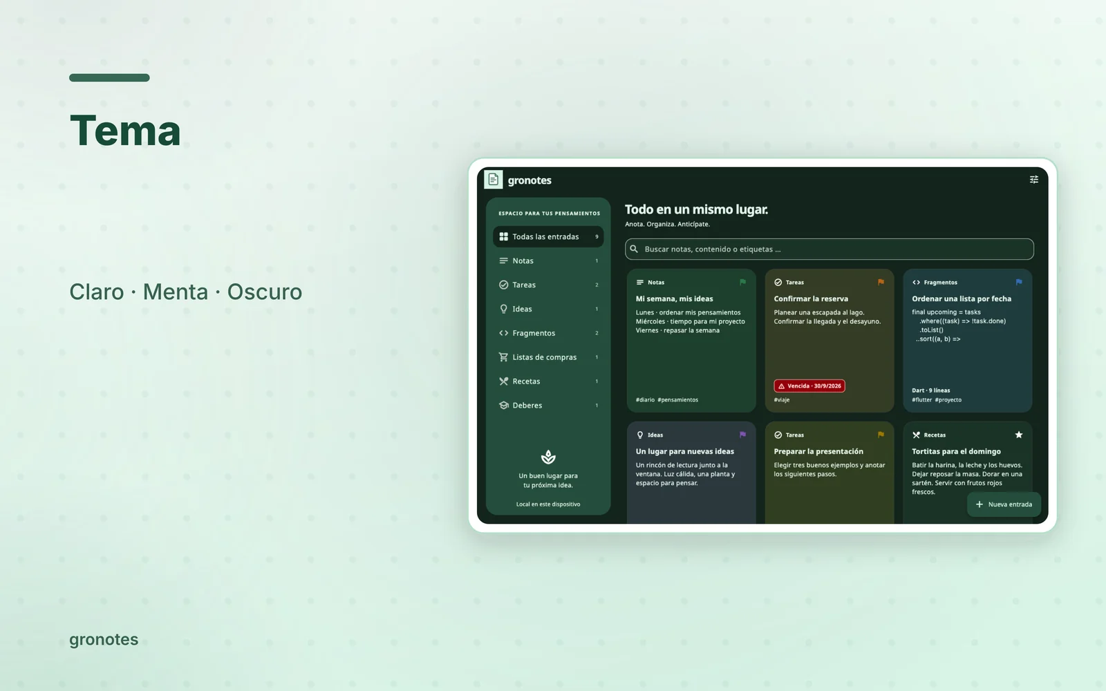 macOS · gronotes: Tema