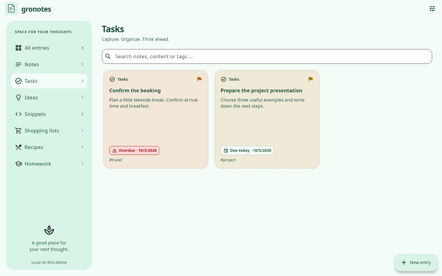 Windows · gronotes: Keep track of due dates