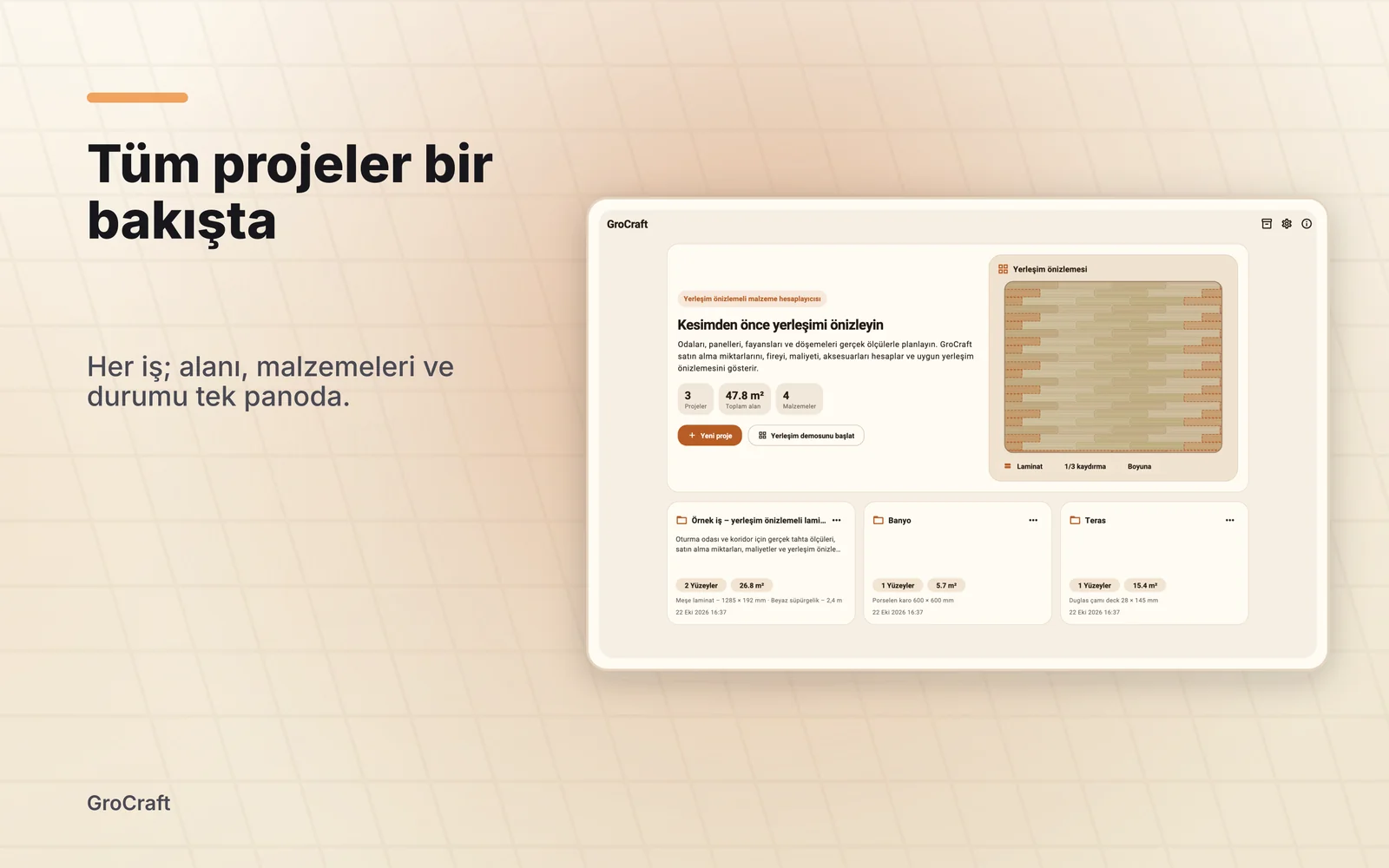 grocraft: Tüm projeler bir bakışta