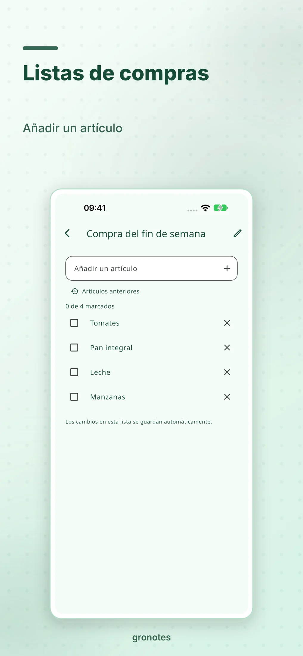 iOS · gronotes: Listas de compras