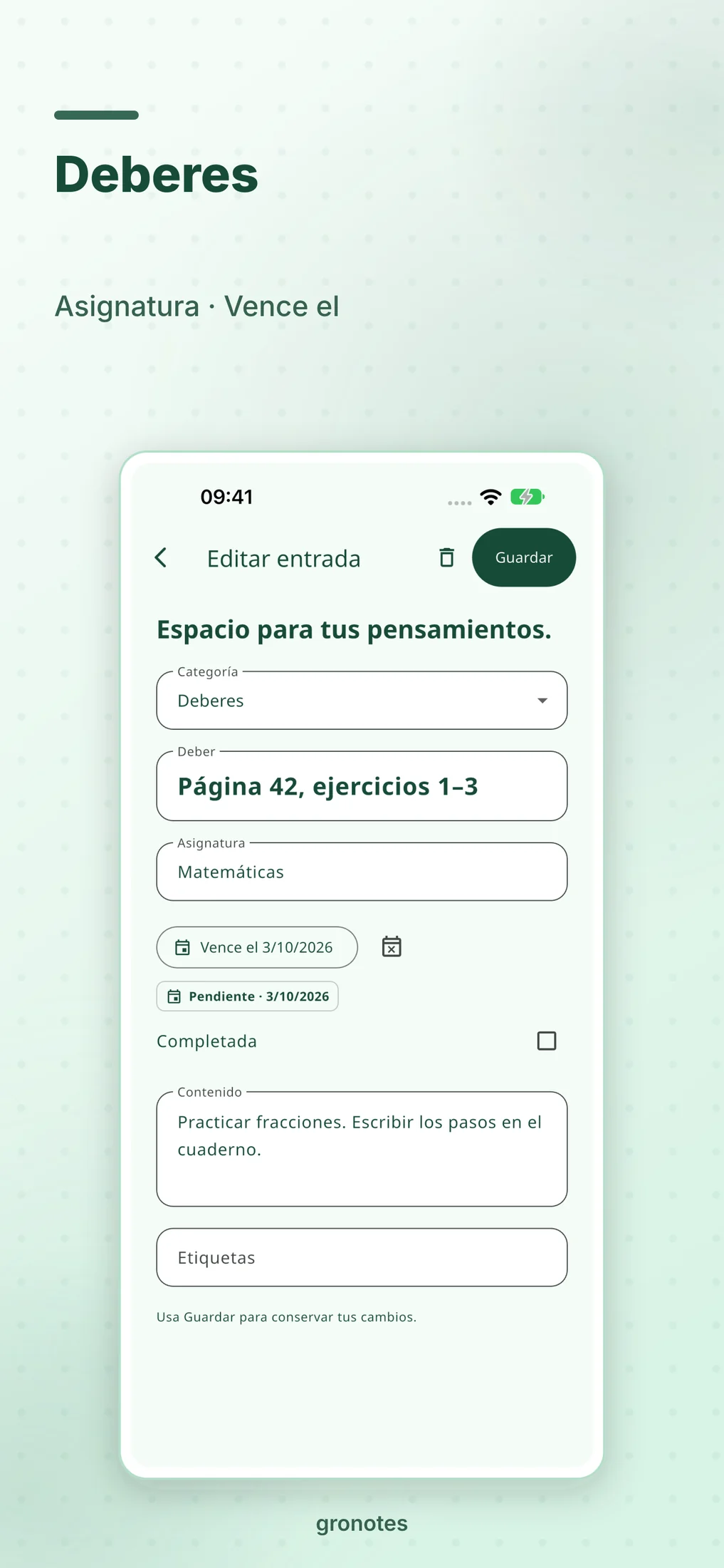 iOS · gronotes: Deberes