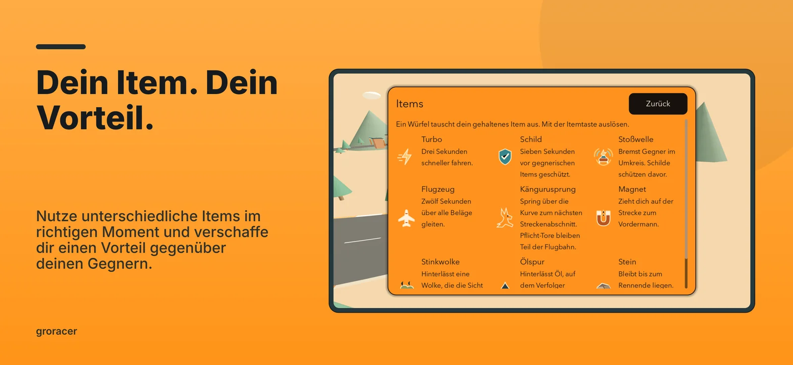 groracer: Dein Item. Dein Vorteil.